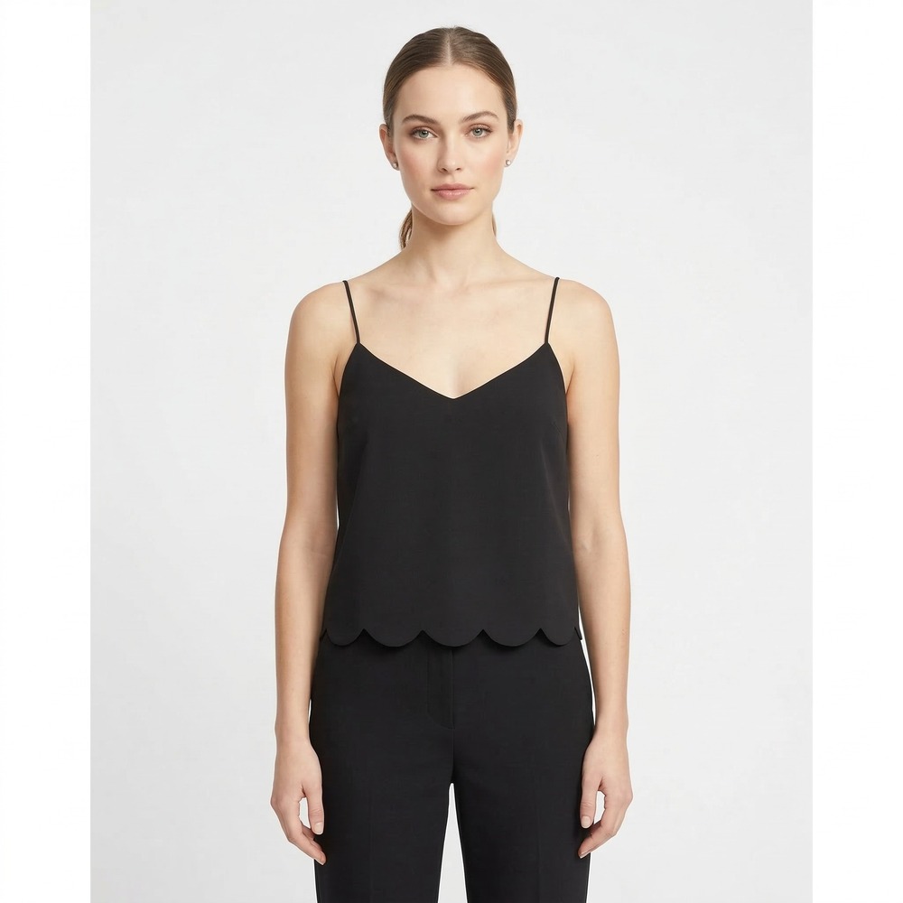 English Factory Women's Size Large Black Scalloped Hem V-Neck‎ Cami Tank Top NWT